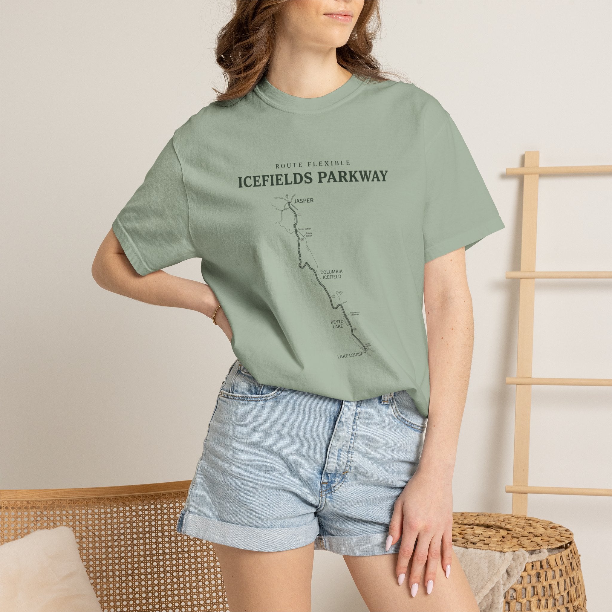 Icefields Parkway Map T-Shirt