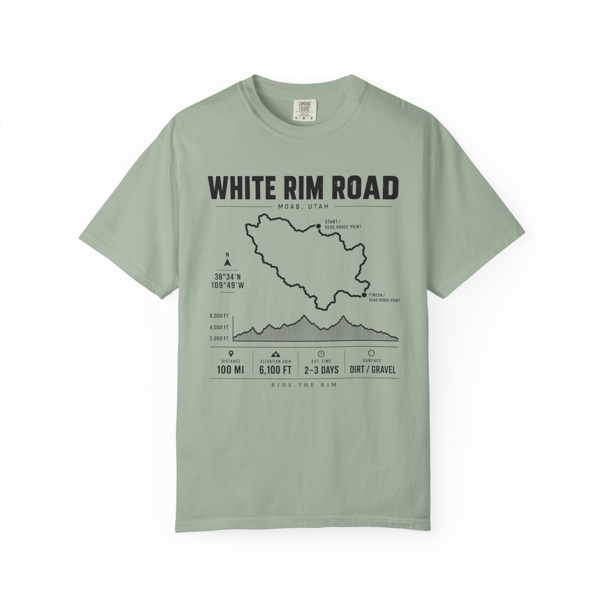 White Rim Road Route Map T-Shirt
