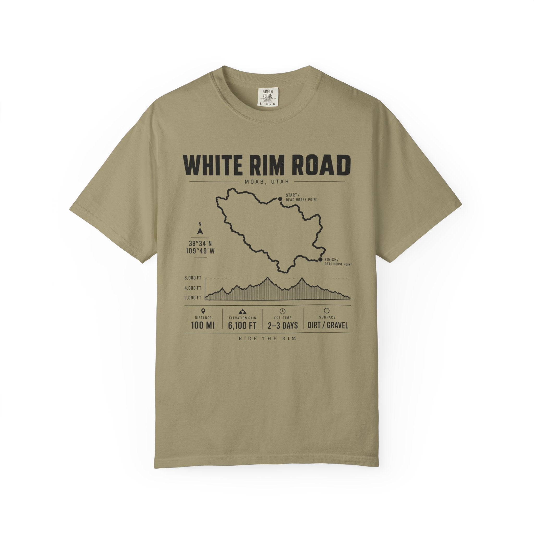 White Rim Road Route Map T-Shirt