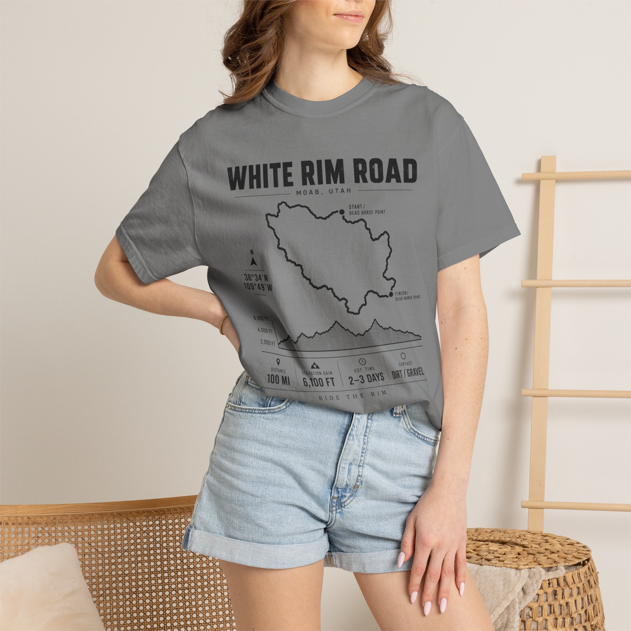 White Rim Road Route Map T-Shirt