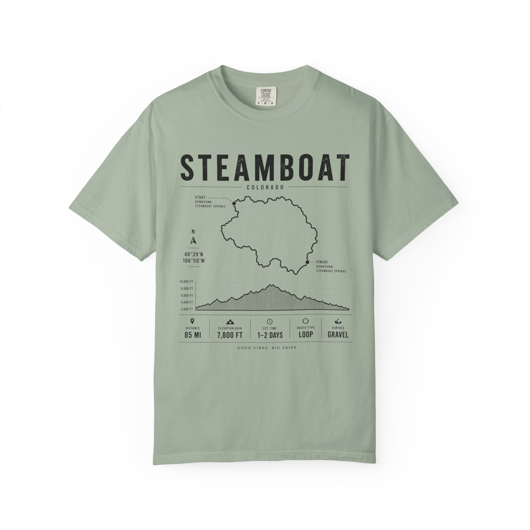 Steamboat Ski Resort Map T-Shirt — Steamboat Trail & Elevation Graphic