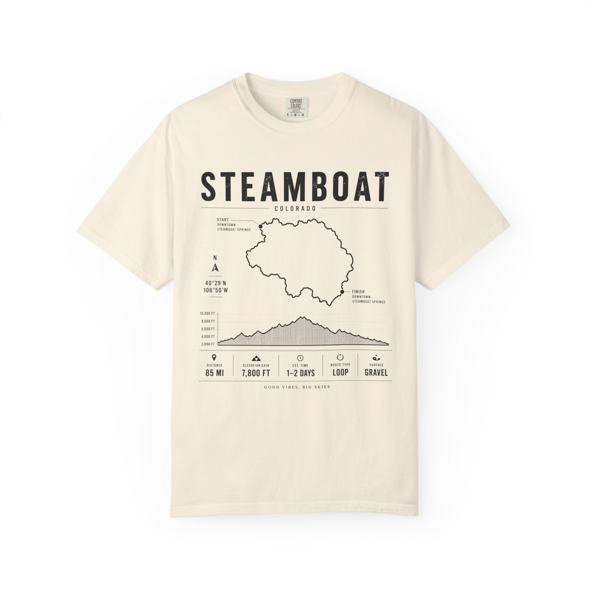Steamboat Ski Resort Map T-Shirt — Steamboat Trail & Elevation Graphic
