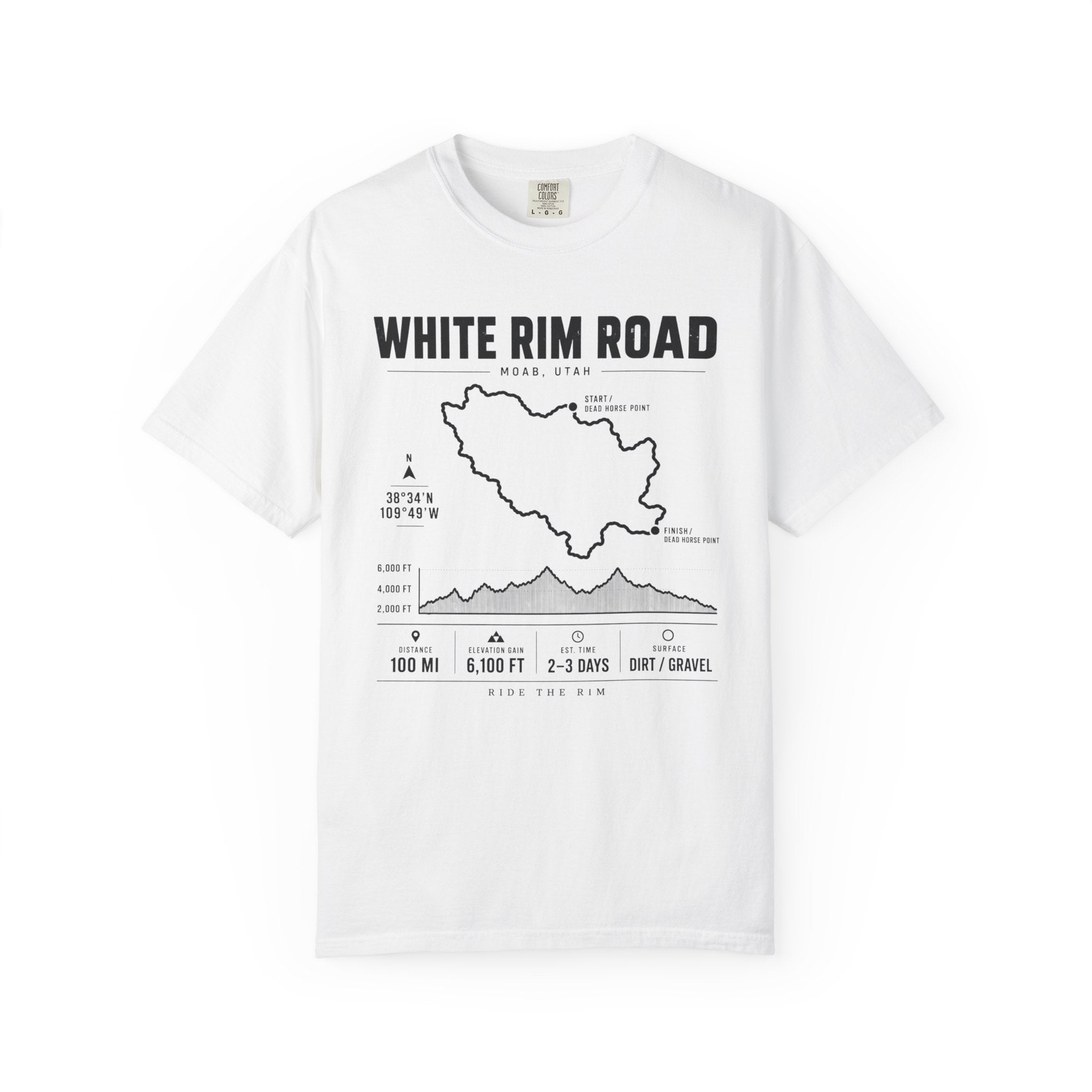 White Rim Road Route Map T-Shirt