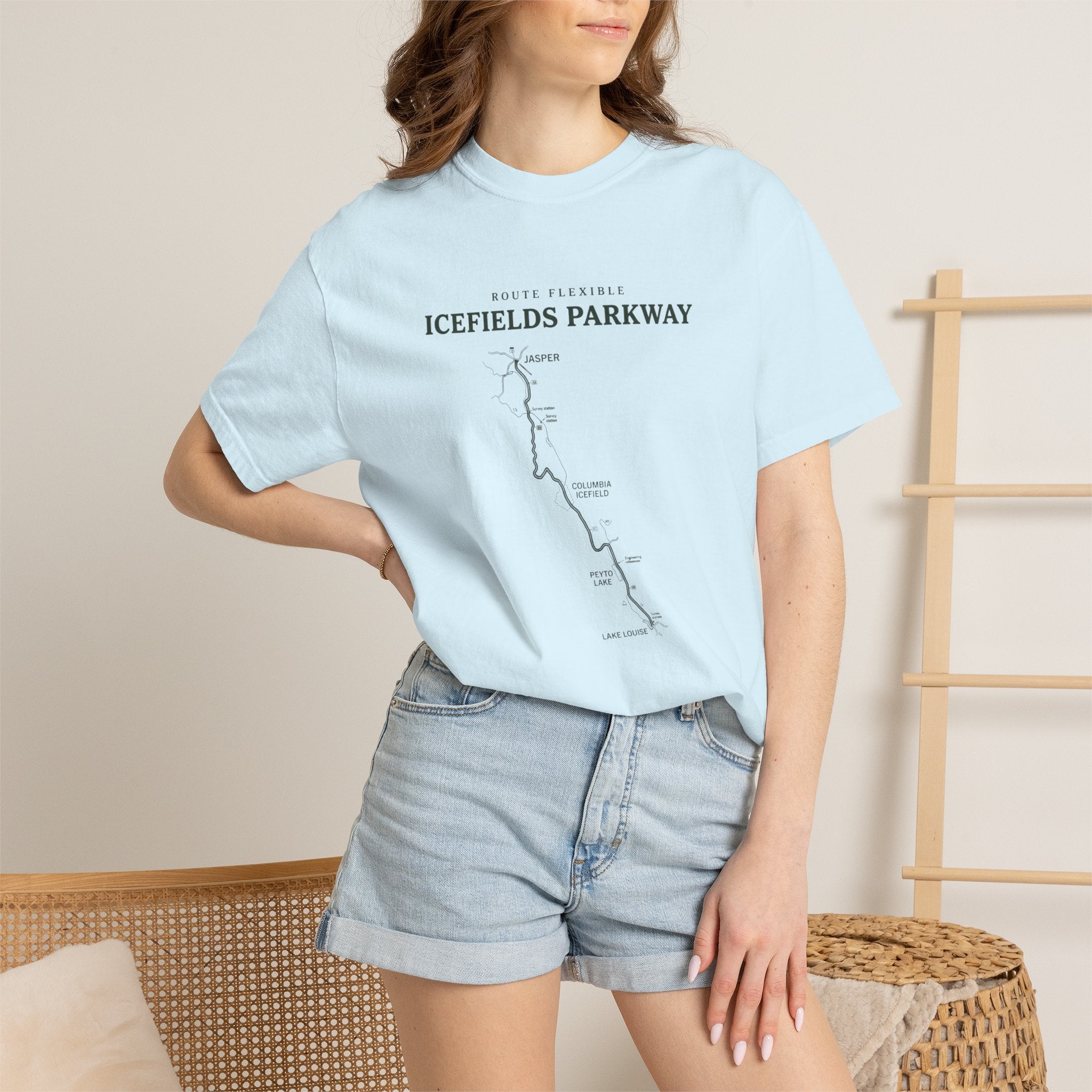 Icefields Parkway Map T-Shirt