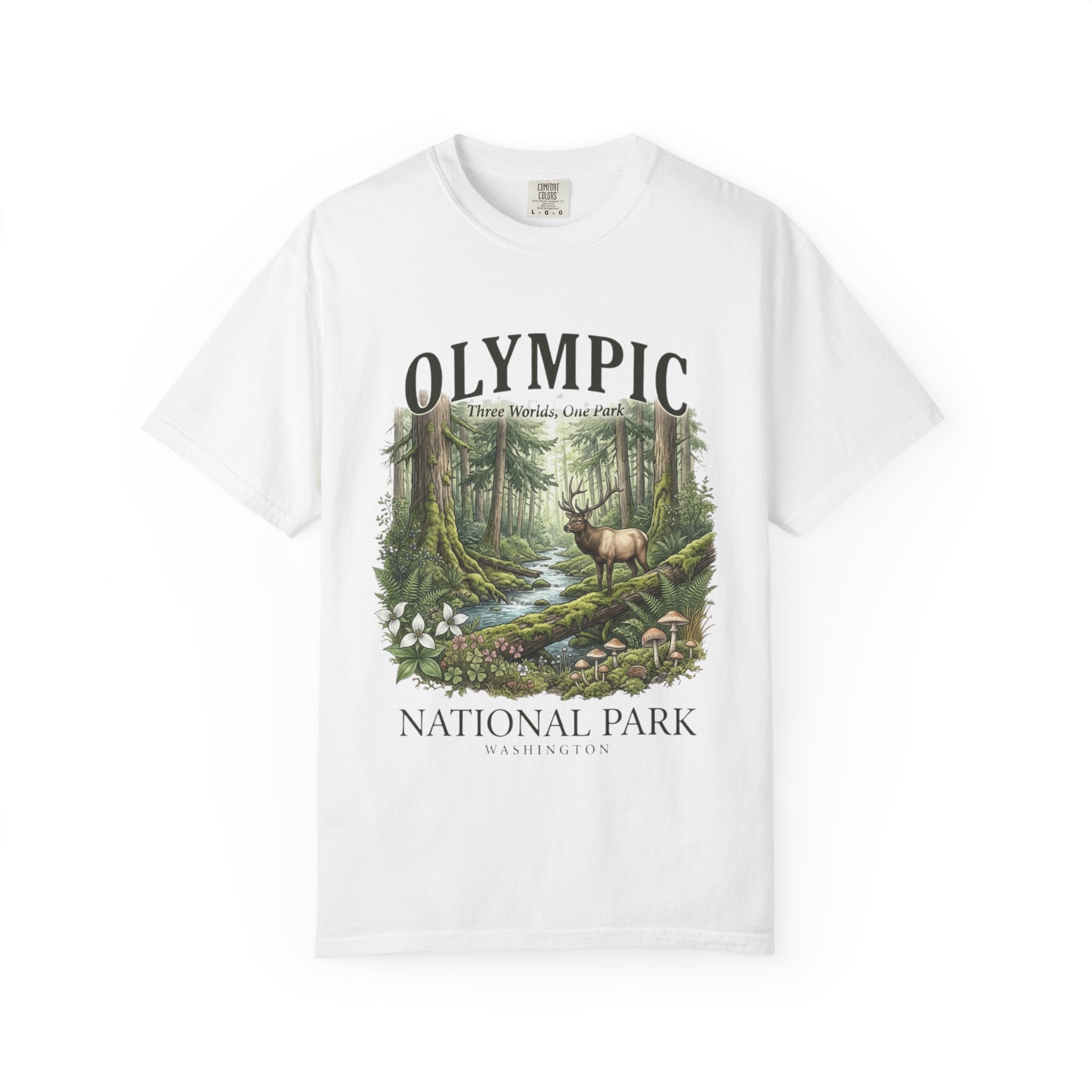 Olympic National Park T-Shirt — Vintage Forest Elk Nature Tee