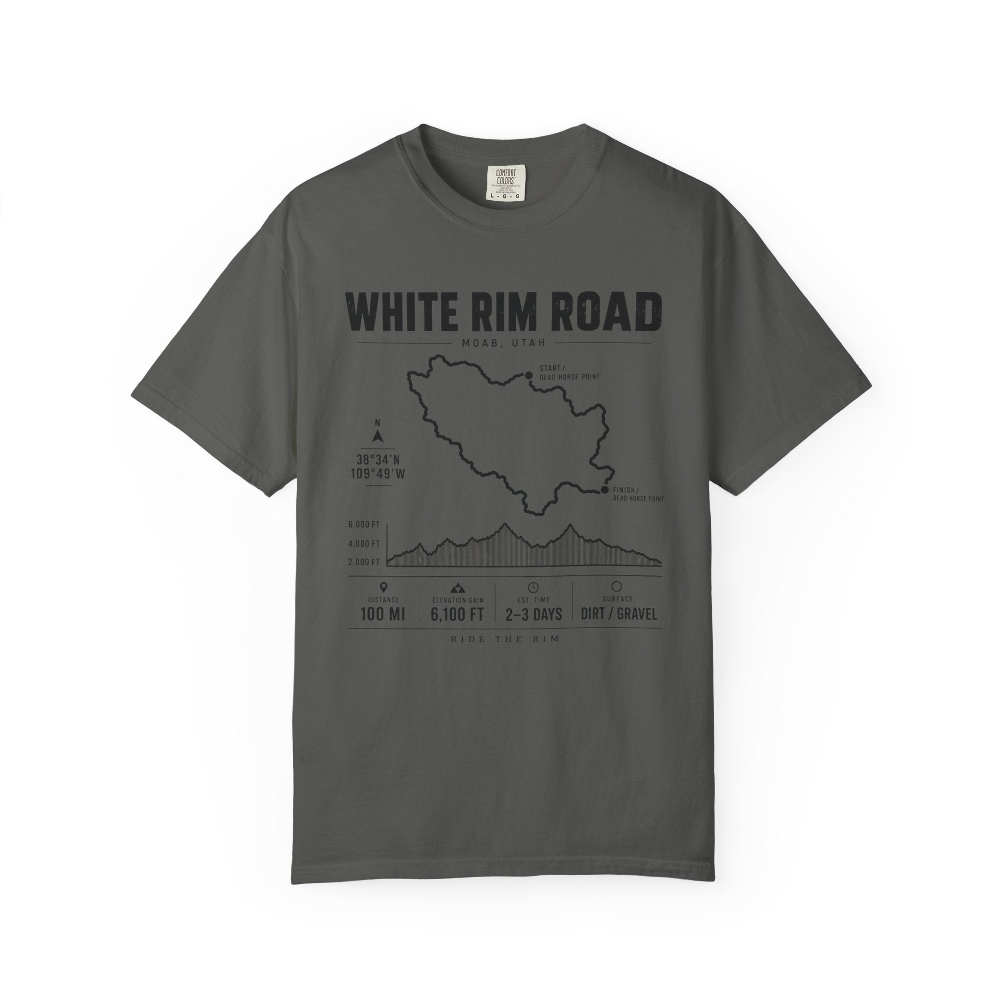 White Rim Road Route Map T-Shirt