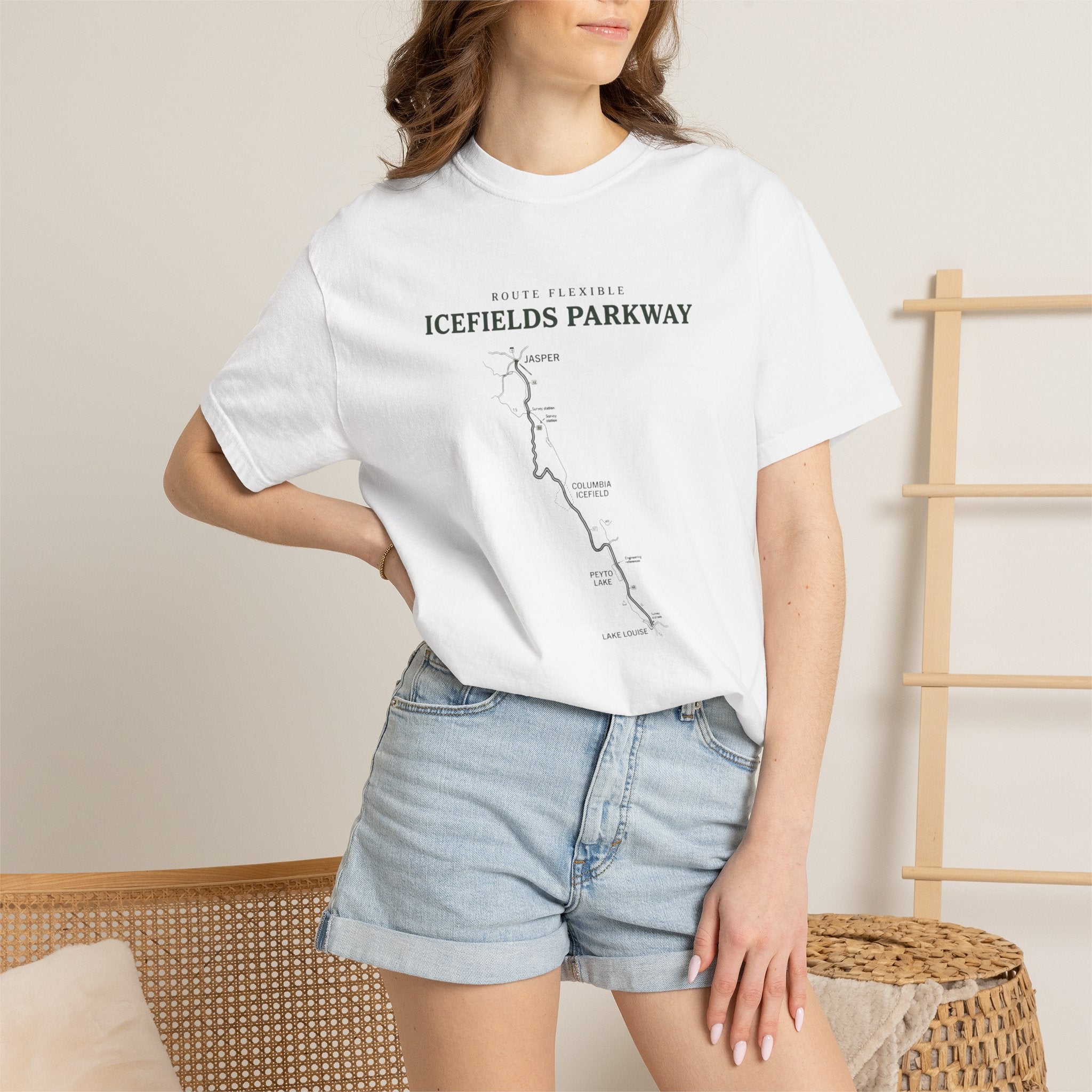 Icefields Parkway Map T-Shirt