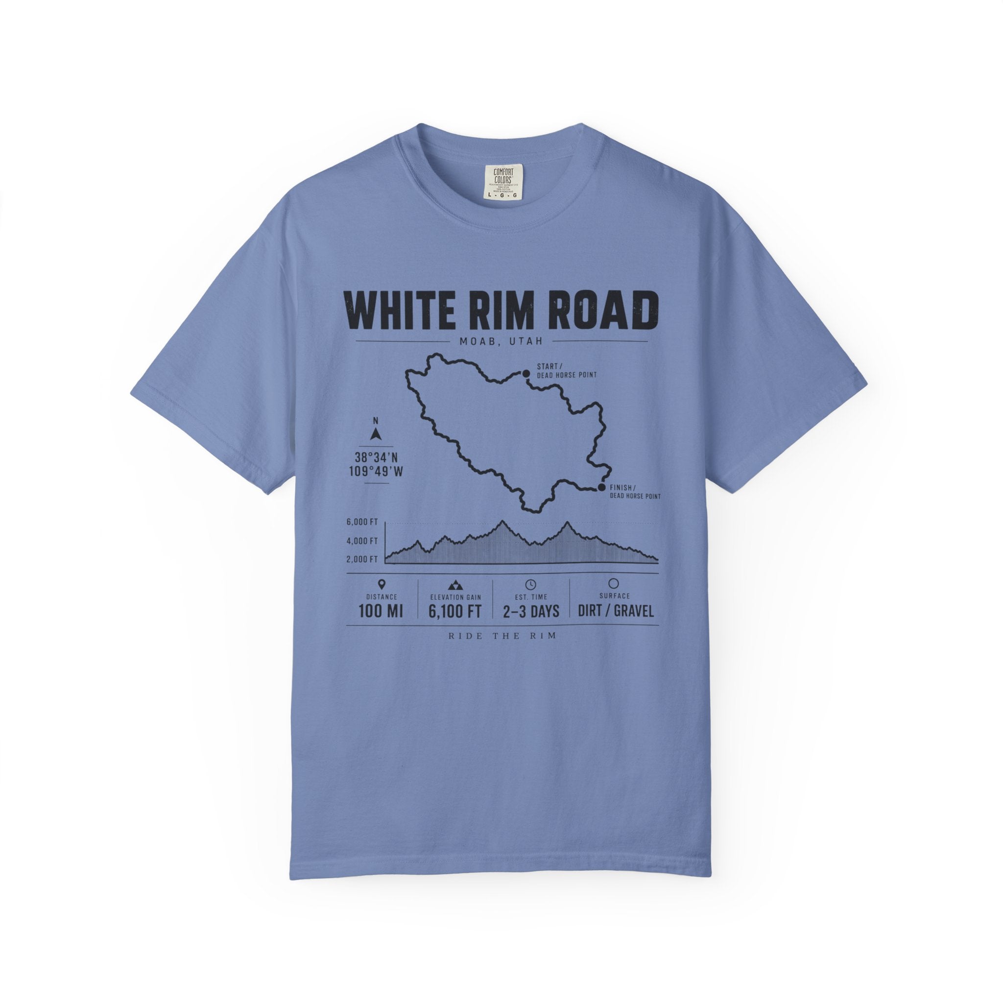 White Rim Road Route Map T-Shirt